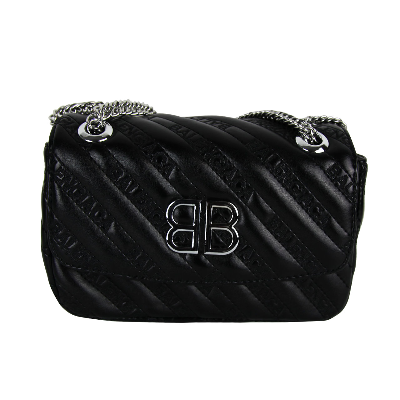 Black crossbody bag 2025 with silver chain